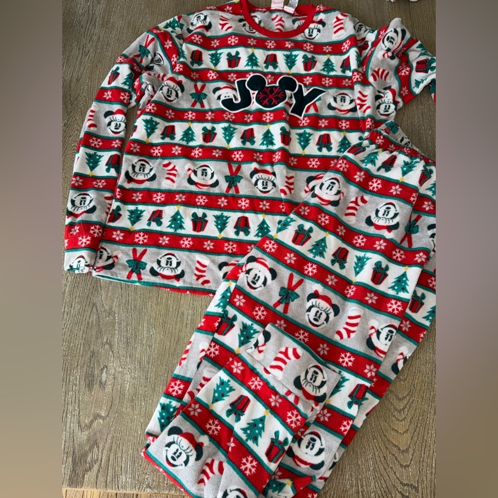 Disney Pajamas - Festive Red and Green. Fleece.